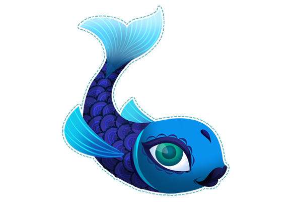 Image : poisson d'avril "Mademoiselle Blue" de Christine Alcouffe